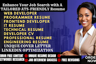 write tech resumes for faang, software engineers, IT, and web developers