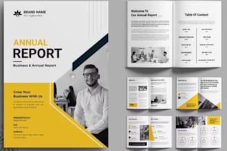 design annual report, company profile, handbook, pamphlet, trifold bifold design