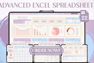create custom excel spreadsheet, excel vba, google sheet, budget tracker planner