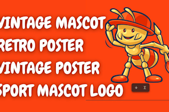 draw cartoon style mascot art vintage sport mascot logo retro art vintage mascot