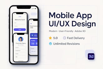 create a clean and creative app UX UI design in adobe xd