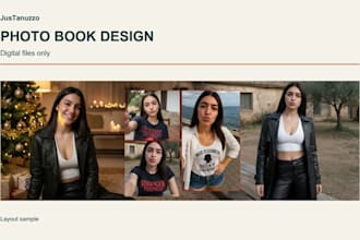 design a clean custom photo book or family album