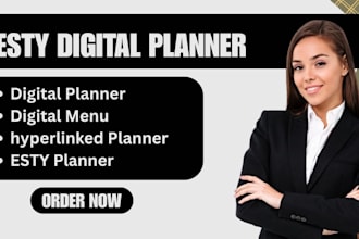design hyperlinked etsy digital planner digital journal printable templates menu