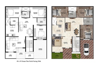 draw 2d realistic photoshop floor plan, elevation and house plans, sections,mep