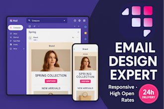 design mailchimp, mailerlite or hubspot email marketing templates