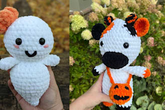 write pumpkin crochet pattern and halloween amigurumi