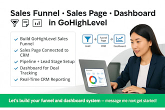 build gohighlevel sales funnel sales page dashboard to track leads deals crm