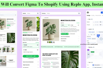 design and build your shopify landing page with figma, to replo, instant,