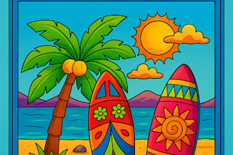 design unique hand drawn coloring book pages and covers