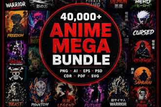 40k anime streetwear design bundle png svg ai