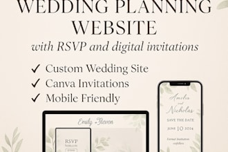 design a stunning wedding planning website with rsvp digital invitations