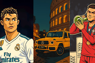 transform 3 of your images into cartoon style