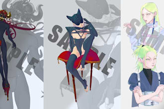 illustrate detailed full body characters and scenes in a anime style