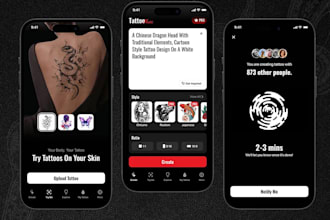 develop tattoo drawing booking app, ai tattoo generator app, salon booking app