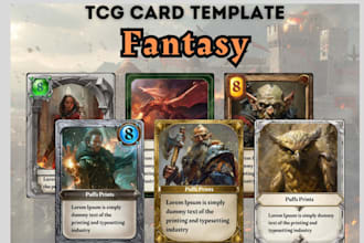 design dark fantasy tcg template set card frames, diy editable trading card