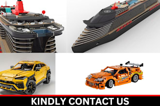 design professional 3d lego set, lego technic car, moc, with manual instruction