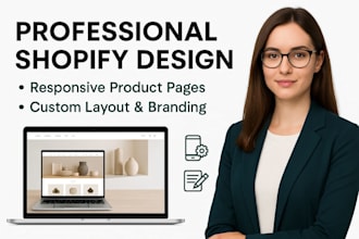 design stunning shopify homepage, product pages, banner page