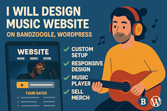 design music website on bandzoogle, wordpress