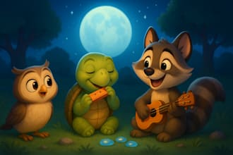 create cute childrens book illustration, picture book, story book, book cover