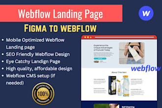 do figma to webflow website design or redesign and webflow landing page