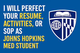 edit your med school resume, activities, or sop with expert insight