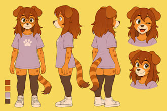 draw furry ref sheet, furry headshot, furry stickers, fursona, furry art