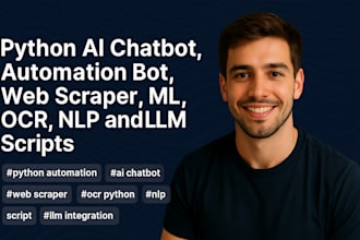 code python ai, automation bot, ai chatbot, web scraping bot, ml, ocr, nlp, llm