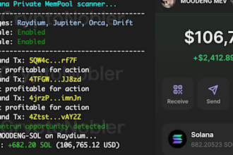 develop sniper trading arbitrage mev volume on solana, eth