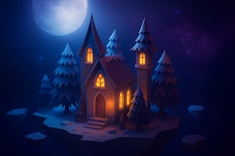 create a cinematic low poly 3d render in blender