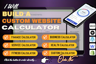 build custom website calculator for wordpress, wix, shopify and squarespace