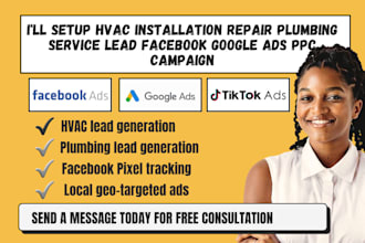 hvac installation repair plumbing service lead facebook google ads ppc campaign