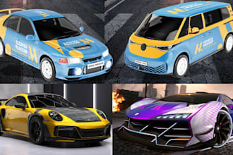 design 3d car liveries assetto corsa wrap fivem vehicle mockup iracing branding
