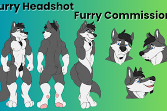 draw custom furry commission of your fursona anthro character ref sheet oc