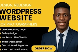 design, redesign, wordpress website, landing page,  gallery, photographer site