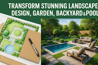 do landscape design garden backyard and  swimming pool with  rendering