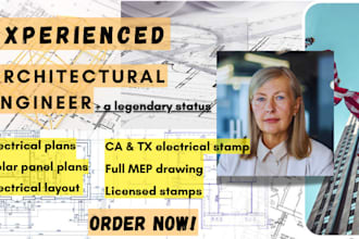 do california, texas, electrical and solar engineering drawings with stamp