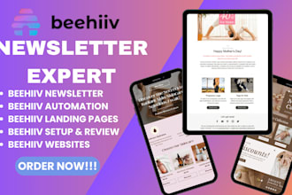 design beehiv newslette,r beehiv landing page email flows, setup beehiv account