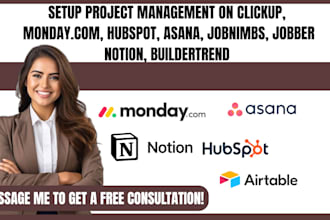 setup workflow task management on clickup wrike monday asana notion trello zoho