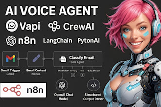 develop ai voice agent ai agent vapi n8n with crew ai langchain python open ai