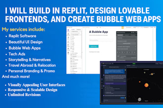 build web app and fix or create website on bubble io, replit, lovable