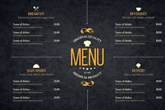 do restaurant menu design, restaurant branding, digital menu or food flyer