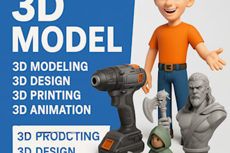 create 3d character model design, 3d game art, game character,2d to 3d character