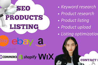 research keyword, product upload list optimization, SEO amazon etsy ebay shopify