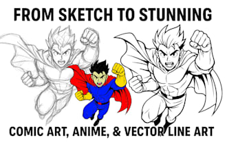 draw amazing vector line art, anime, comic or manga style illustration for you