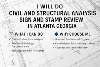 do civil and structural analysis, sign and stamp for permit in atlanta gr