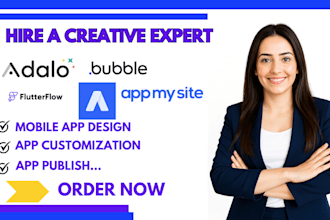 do app publish, mobile app design adalo, flutterflow, bubble io, appmysite