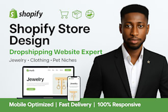 design or redesign shopify website dropshipping jewelry clothing pet website