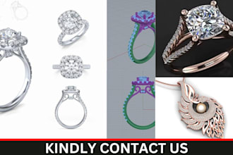 design 3d jewelry model, jewelry cad of rings, pendants, earring with rendering