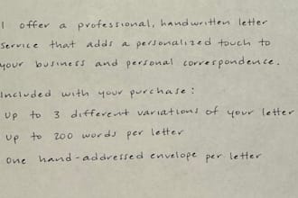 handwrite letters and envelopes for you