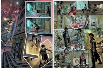 draw comic book, manga or nsfw comic page webtoon with detailed illustration